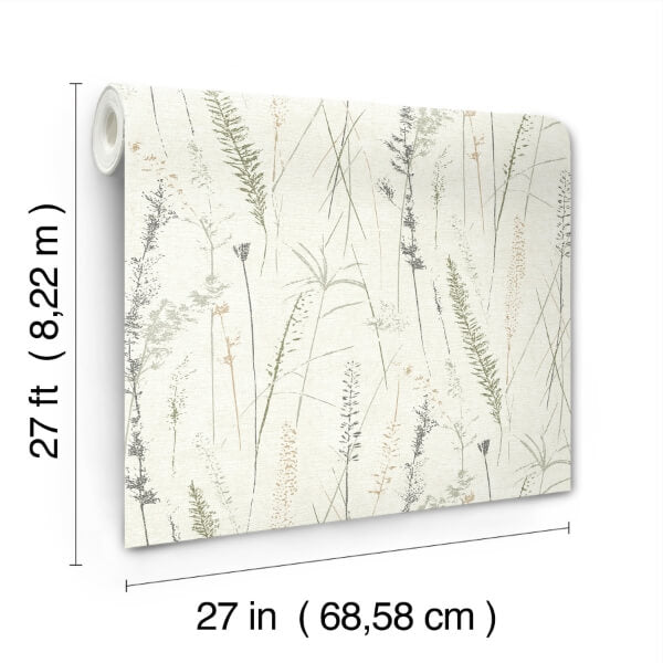 Meadow Splendor Charcoal Botanical Wallpaper