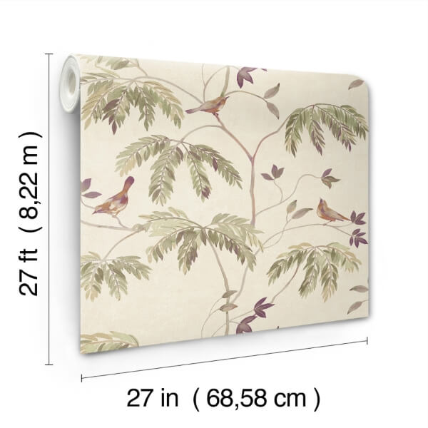 Cillian Plum Botanical Bird Trail Wallpaper