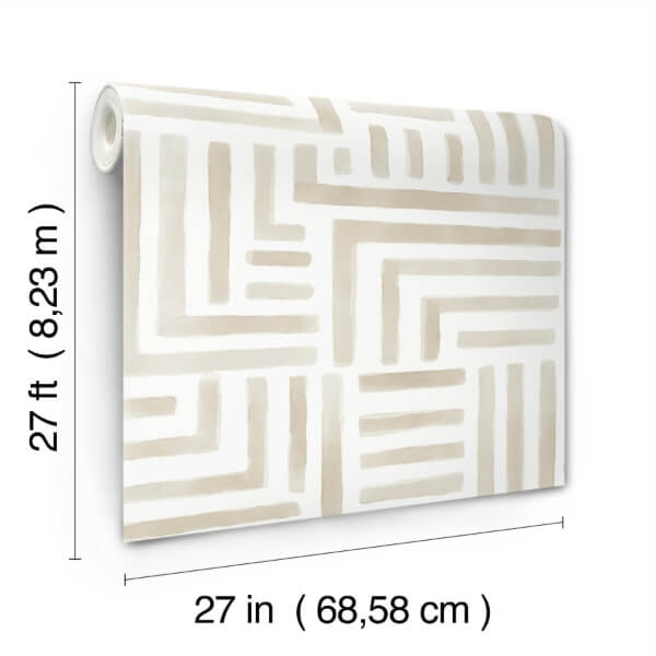 Painterly Labyrinth Light Neutral Wallpaper
