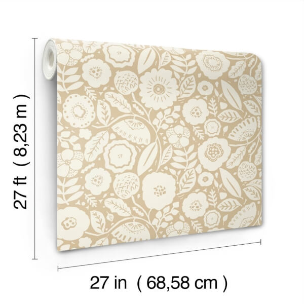 Camille Blossom Ochre Wallpaper