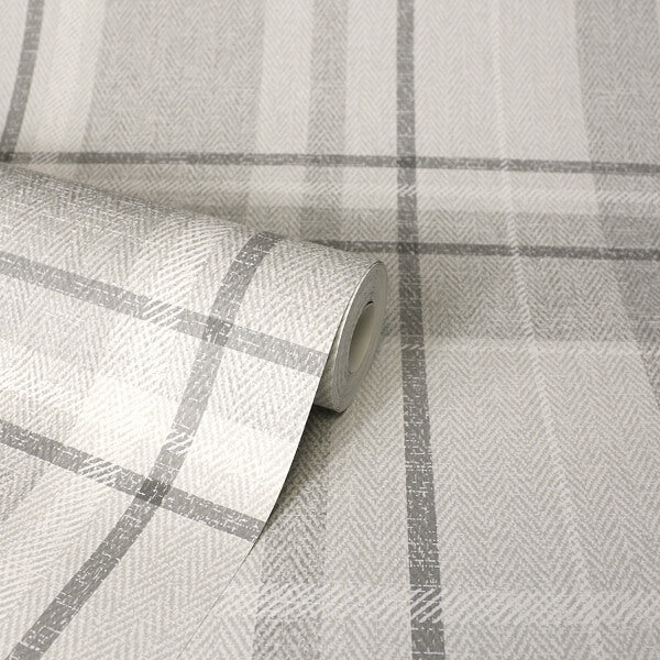 Harris Grey Plaid Chevron Wallpaper