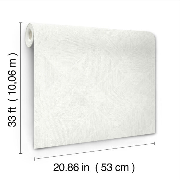 Marquetry White Tile Wallpaper