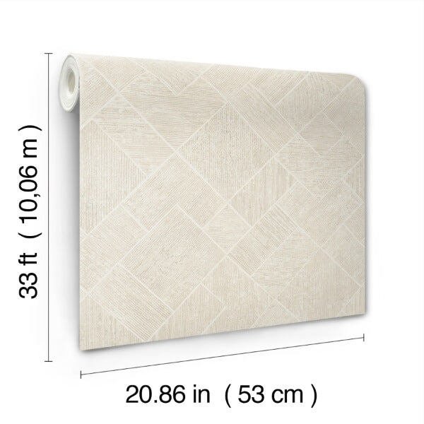 Marquetry Beige Tile Wallpaper