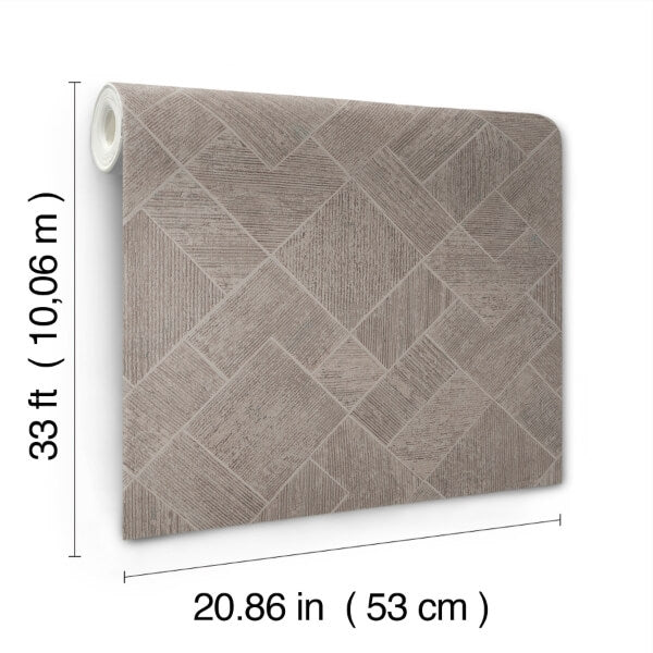 Marquetry Taupe Tile Wallpaper