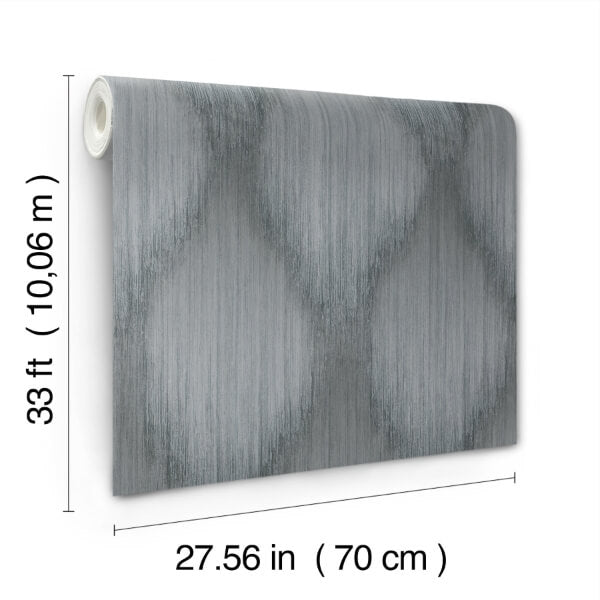 Starfall Pewter Metallic Ikat Wallpaper