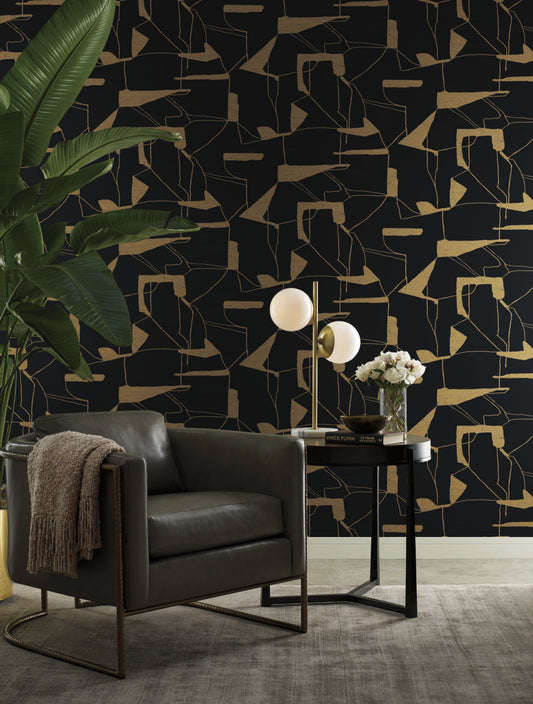 Black & Gold Abstract Geo Wallpaper Abstract Geo