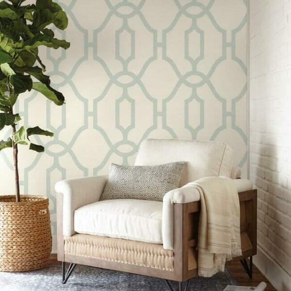 Woven Trellis Eggshell Wallpaper