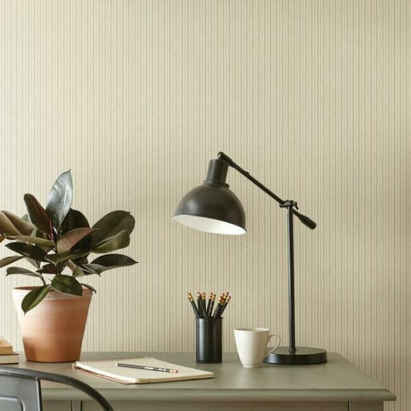French Ticking Khaki & Light Blue Wallpaper