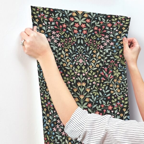Garden Black & Multicolor Terrace Wallpaper