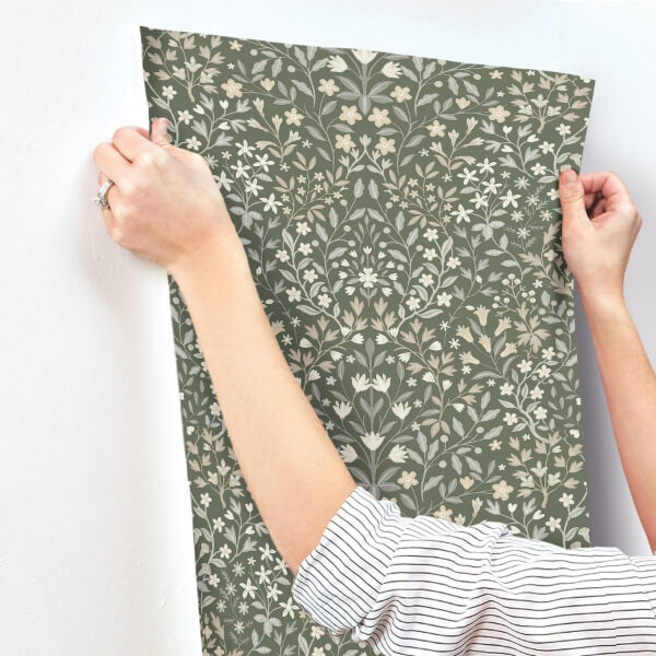 Garden Terrace Olive Wallpaper