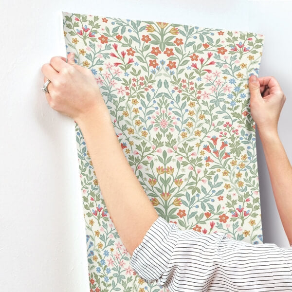 Garden White & Multicolor Terrace Wallpaper