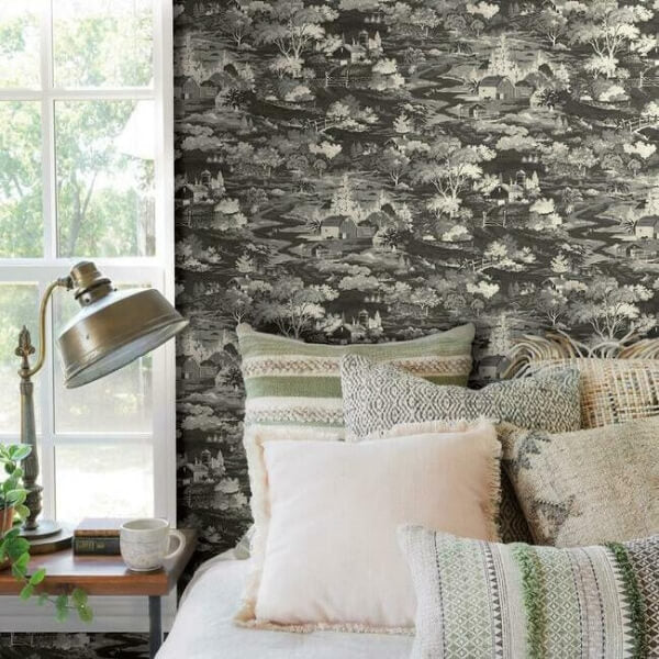 Homestead Black & Grey Wallpaper