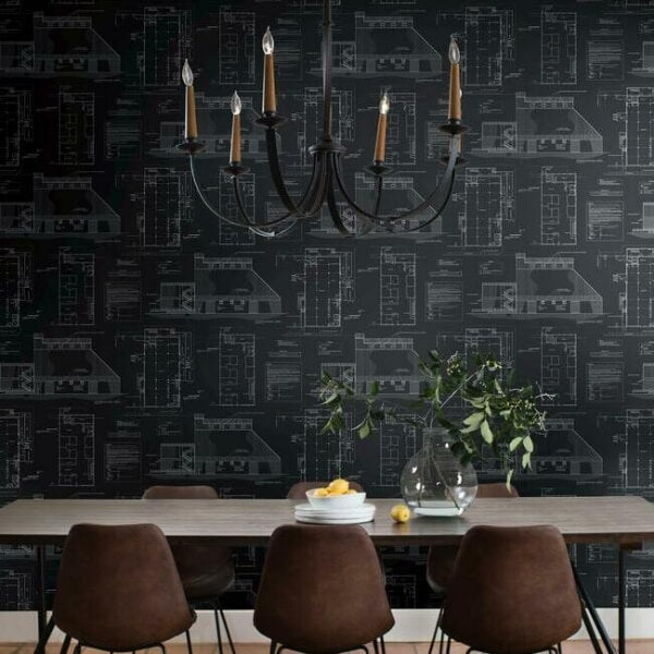 The Market Black & White Wallpaper