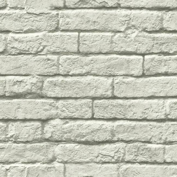 Brick & Mortar Grey & White Wallpaper