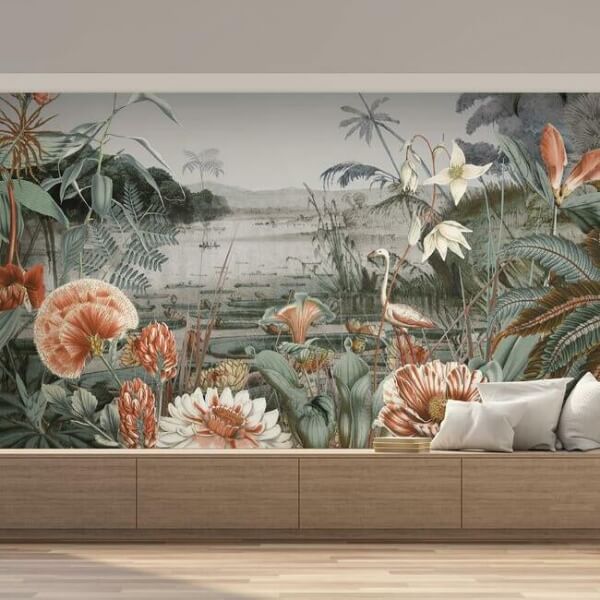 Floating Gardens Green Wall Mural