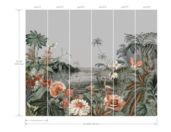 Floating Gardens Grey Wall Mural