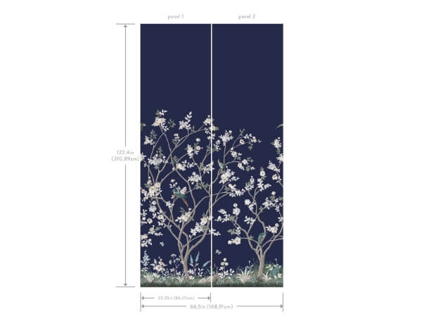 Lingering Garden Navy Wall Mural
