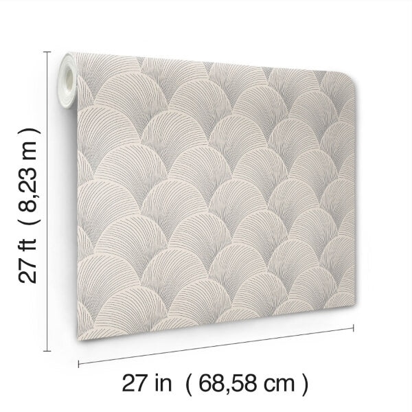 Metallic Cream Scallop Wallpaper
