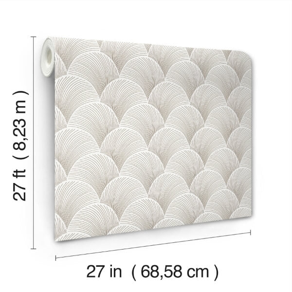 Metallic White Gold Scallop Wallpaper