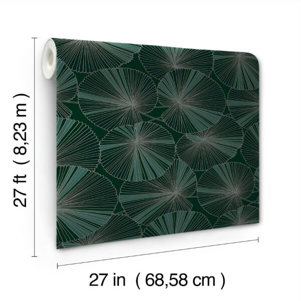 Layered Deep Green Lily Pads Wallpaper