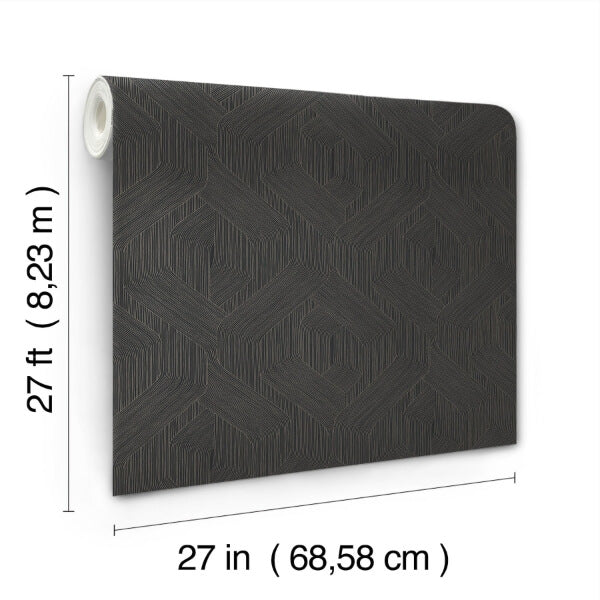 Fine Line Black Geometric Wallpaper