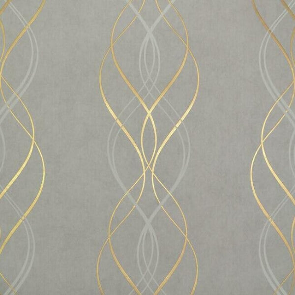 Aurora Grey & Gold Wallpaper