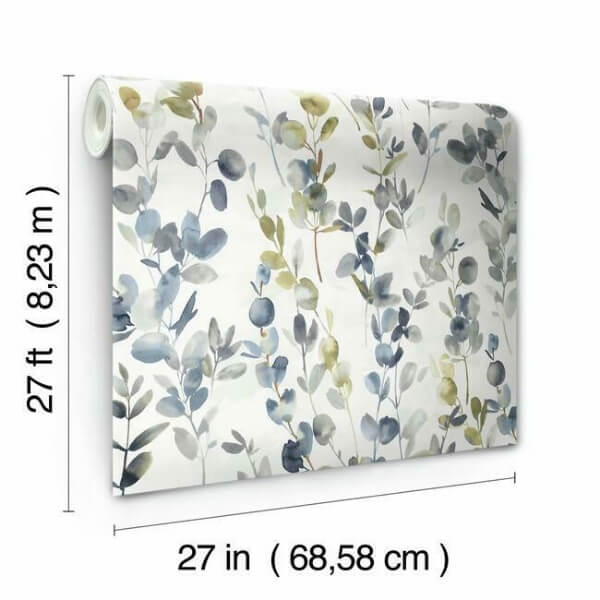 Joyful Eucalyptus Navy Wallpaper
