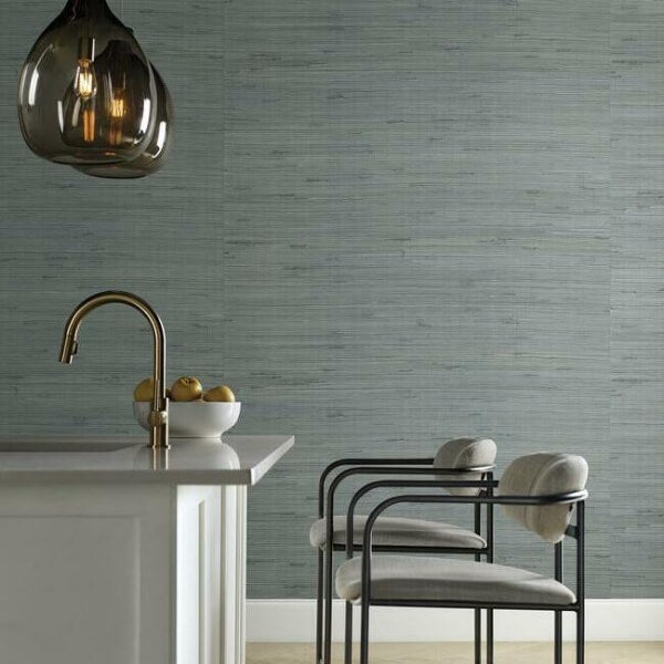 Jute Silver & Aqua Metallic Wallpaper