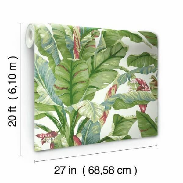 Banana Leaf White & Green Peel & Stick Wallpaper