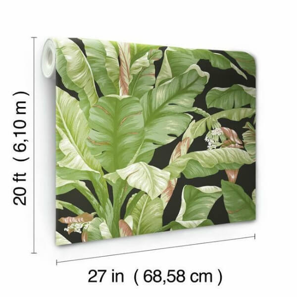 Banana Leaf Black & Green Peel & Stick Wallpaper