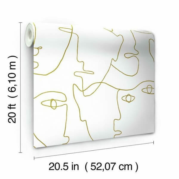 Pablo Portraits Gold Metallic Peel & Stick Wallpaper
