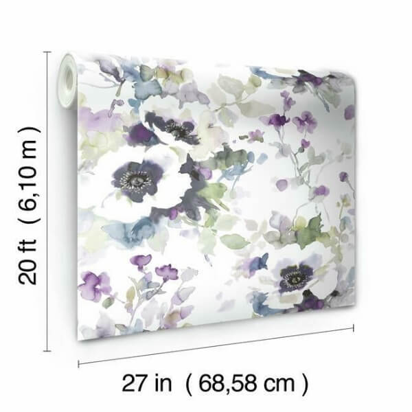 Garden Anemone Lilac & Green Peel & Stick Wallpaper