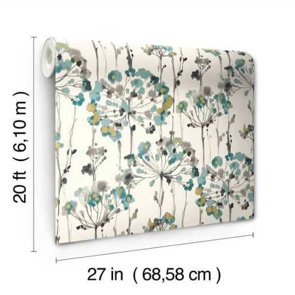 Flourish Turquoise Peel & Stick Wallpaper