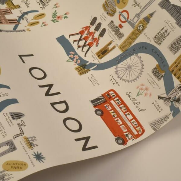 City Maps Blue & Red Peel & Stick Wallpaper