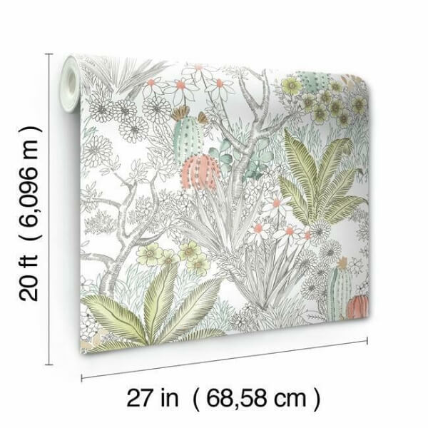 Flowering Desert Grey Peel & Stick Wallpaper