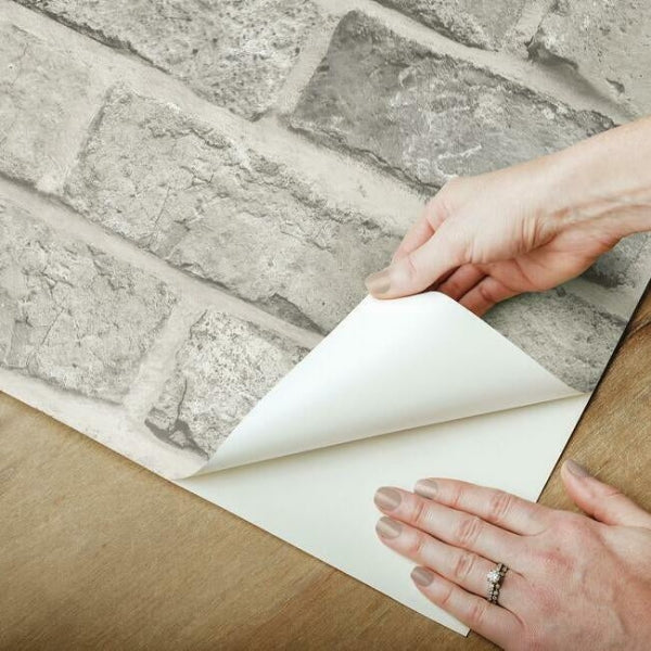 Stretcher Brick Grey Peel & Stick Wallpaper