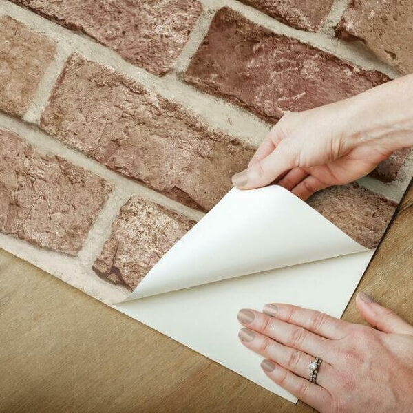Stretcher Brick Red Peel & Stick Wallpaper