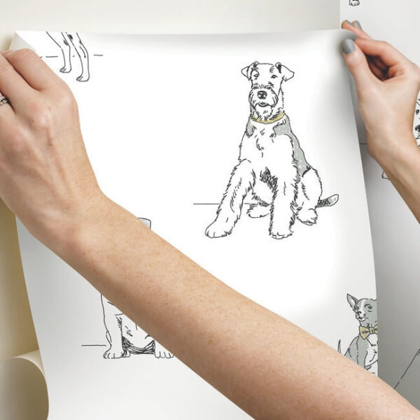 Dog's Life Silver & Gold Peel & Stick Wallpaper