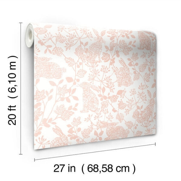 Botanical Bunnies Pink Peel & Stick Wallpaper
