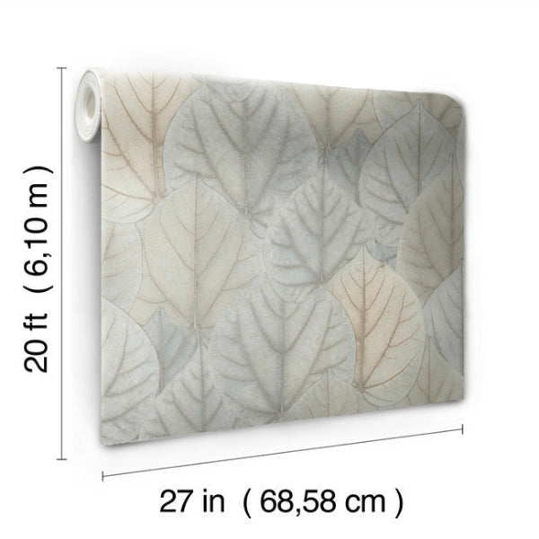 Leaf Concerto Blue & Taupe Peel & Stick Wallpaper