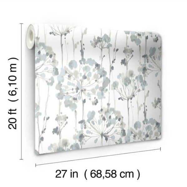 Flourish Sheer Blue & Grey Peel & Stick Wallpaper