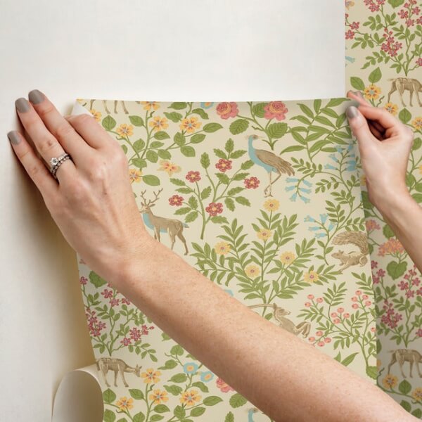 Woodland Floral Linen Peel & Stick Wallpaper