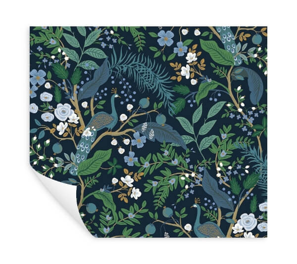 Peacock Garden Navy Peel & Stick Wallpaper