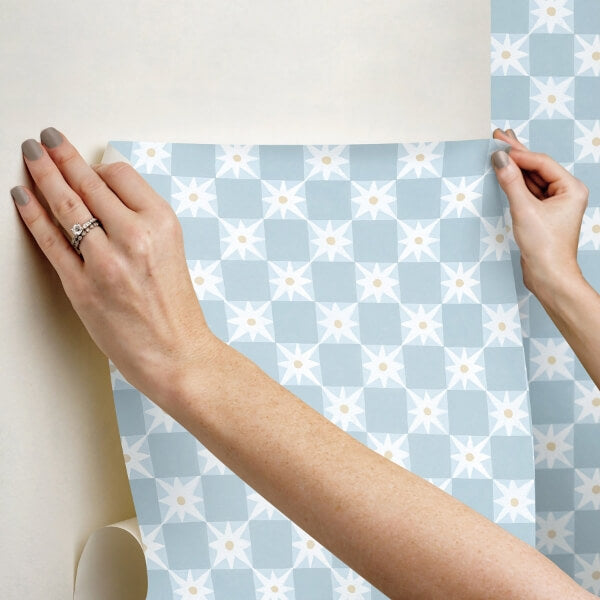 Stardust Blue Checkerboard Peel & Stick Wallpaper