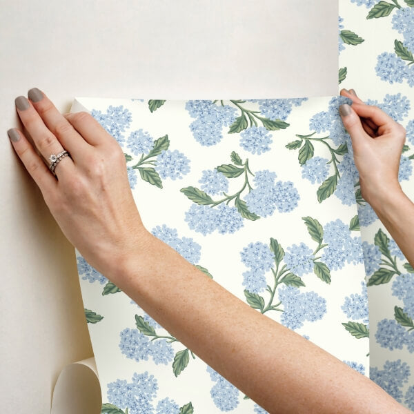 Hydrangea Blue & White Peel & Stick Wallpaper