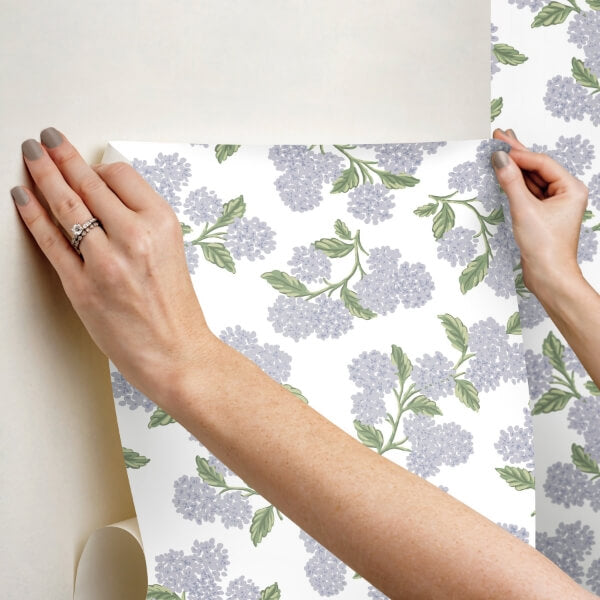 Hydrangea Lilac & White Peel & Stick Wallpaper