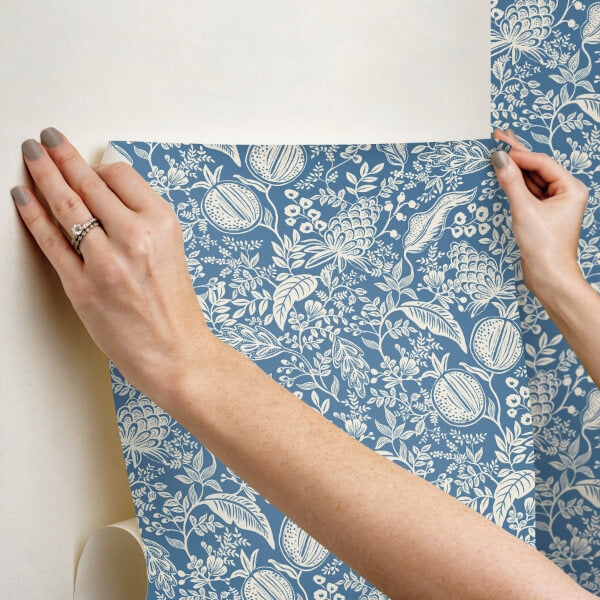 Pomegranate Blue & Ivory Peel & Stick Wallpaper