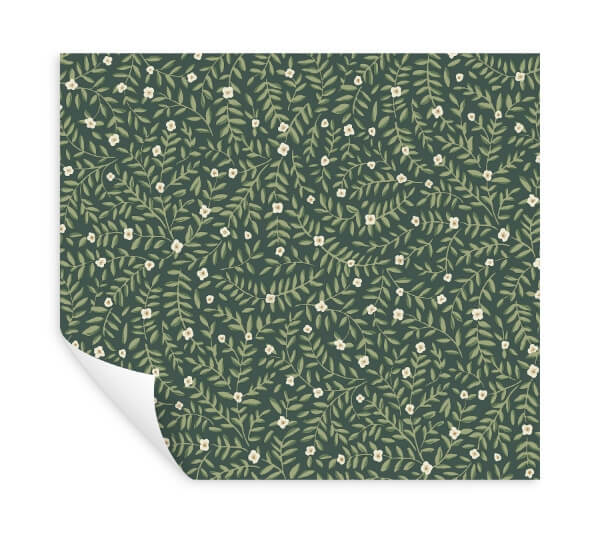 Elodie Evergreen Petite Floral Premium Peel + Stick Wallpaper