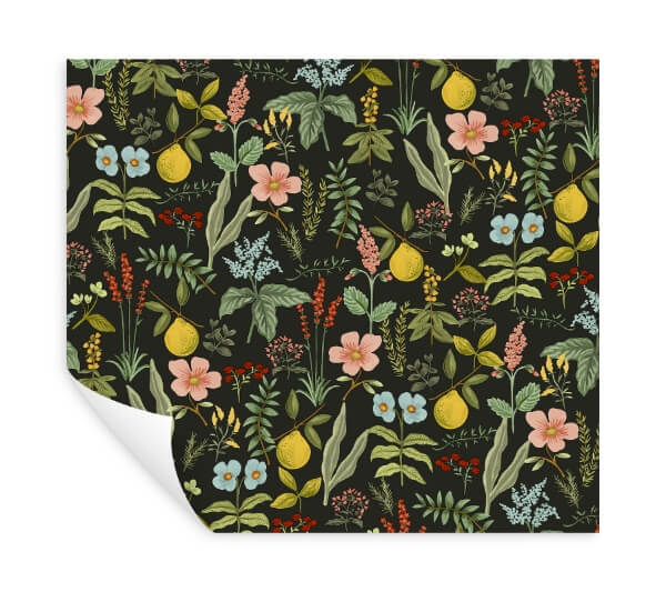 Herb Garden Black Botanical Premium Peel + Stick Wallpaper