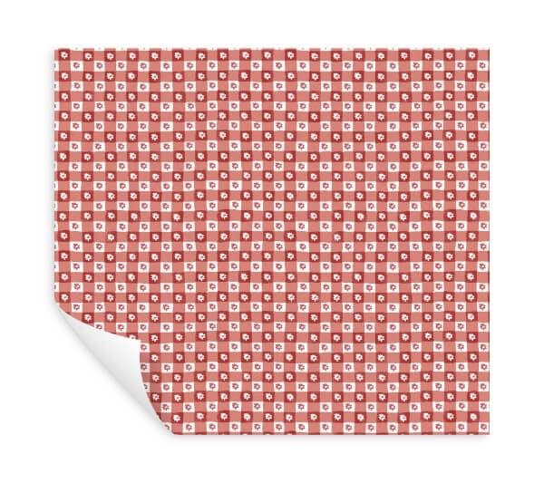 Daisy Gingham Red Floral Check Premium Peel + Stick Wallpaper